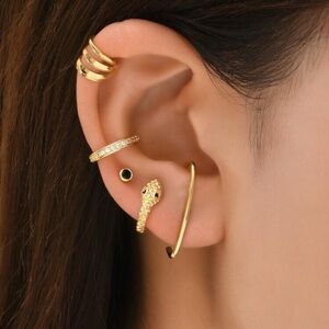 Gold 5pc Snake Ear cuff Earring Set